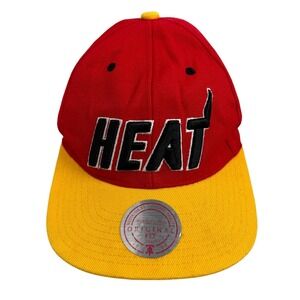 Mitchell & Ness Miami Heat‎ NBA Hat Cap Red Yellow Snapback